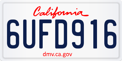 CA license plate 6UFD916