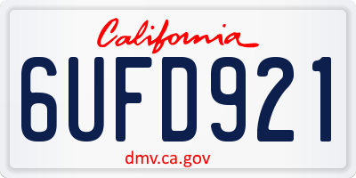 CA license plate 6UFD921