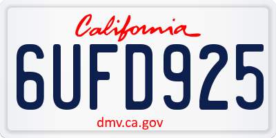 CA license plate 6UFD925