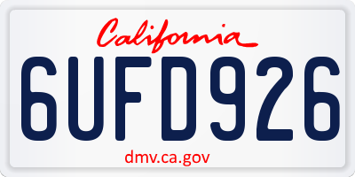 CA license plate 6UFD926
