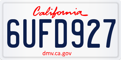CA license plate 6UFD927