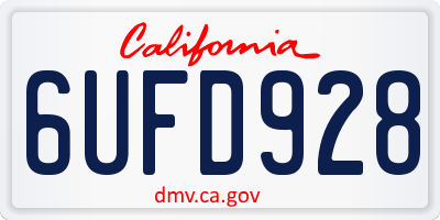 CA license plate 6UFD928