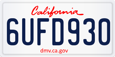 CA license plate 6UFD930