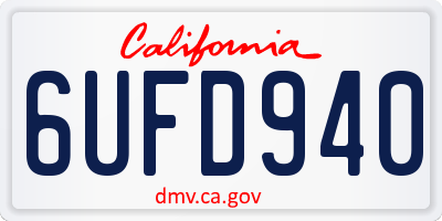 CA license plate 6UFD940