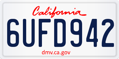 CA license plate 6UFD942