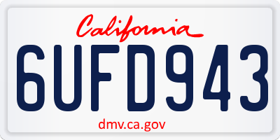 CA license plate 6UFD943