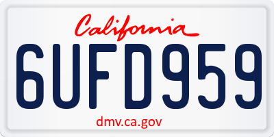 CA license plate 6UFD959