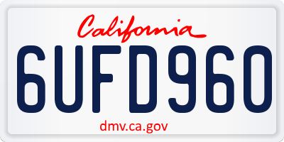 CA license plate 6UFD960