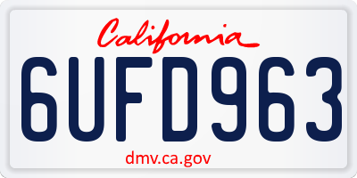 CA license plate 6UFD963