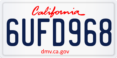 CA license plate 6UFD968