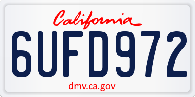 CA license plate 6UFD972