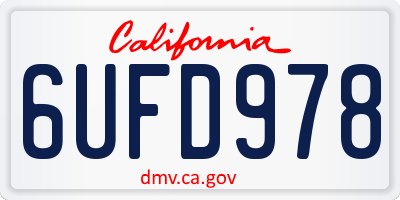 CA license plate 6UFD978
