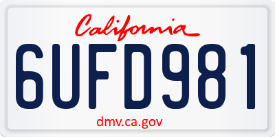 CA license plate 6UFD981