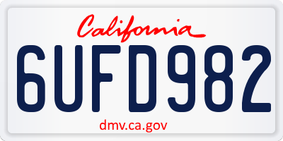 CA license plate 6UFD982