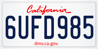 CA license plate 6UFD985