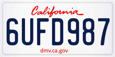 CA license plate 6UFD987