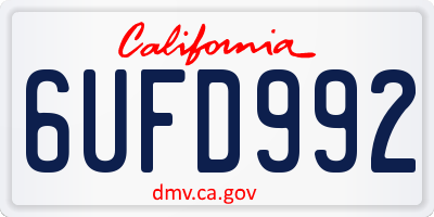 CA license plate 6UFD992