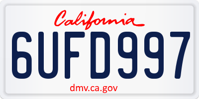 CA license plate 6UFD997