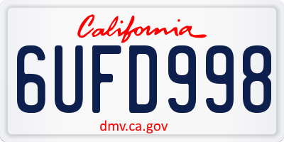 CA license plate 6UFD998