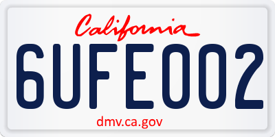 CA license plate 6UFE002