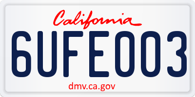 CA license plate 6UFE003