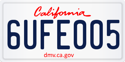 CA license plate 6UFE005