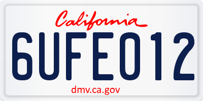 CA license plate 6UFE012