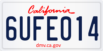 CA license plate 6UFE014