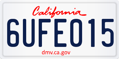 CA license plate 6UFE015