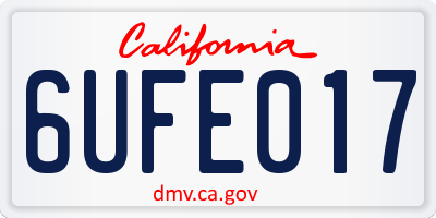 CA license plate 6UFE017