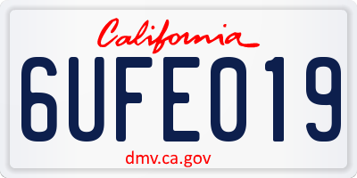 CA license plate 6UFE019