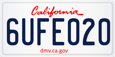 CA license plate 6UFE020