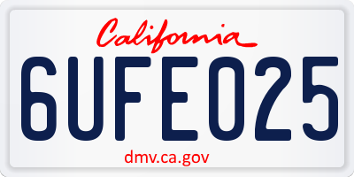 CA license plate 6UFE025