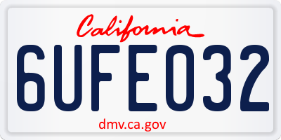 CA license plate 6UFE032