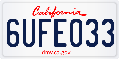 CA license plate 6UFE033