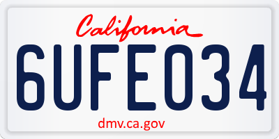 CA license plate 6UFE034