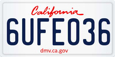 CA license plate 6UFE036