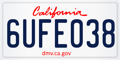 CA license plate 6UFE038