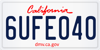 CA license plate 6UFE040