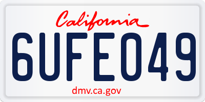 CA license plate 6UFE049