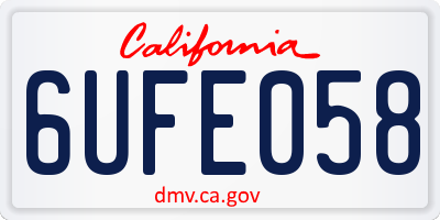 CA license plate 6UFE058