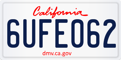 CA license plate 6UFE062