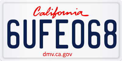CA license plate 6UFE068