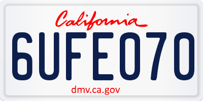 CA license plate 6UFE070