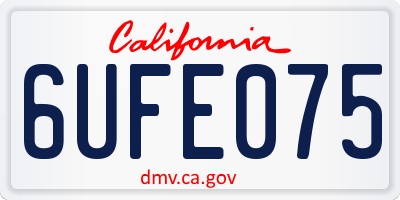 CA license plate 6UFE075