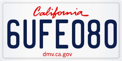 CA license plate 6UFE080