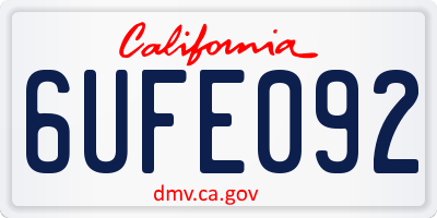 CA license plate 6UFE092
