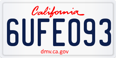 CA license plate 6UFE093