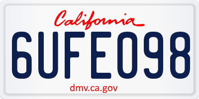 CA license plate 6UFE098