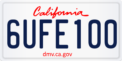 CA license plate 6UFE100
